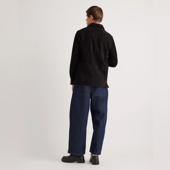 NWT Quince 100% Goat Suede Leather Overshirt Black Men Size Small - Picture 5 of 9
